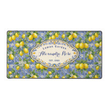 Monogram Name Lemon Blue French Country Tile 