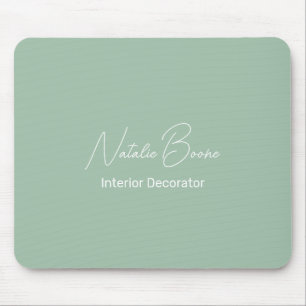 Monogram Name Light Green White Decorator Mousepad