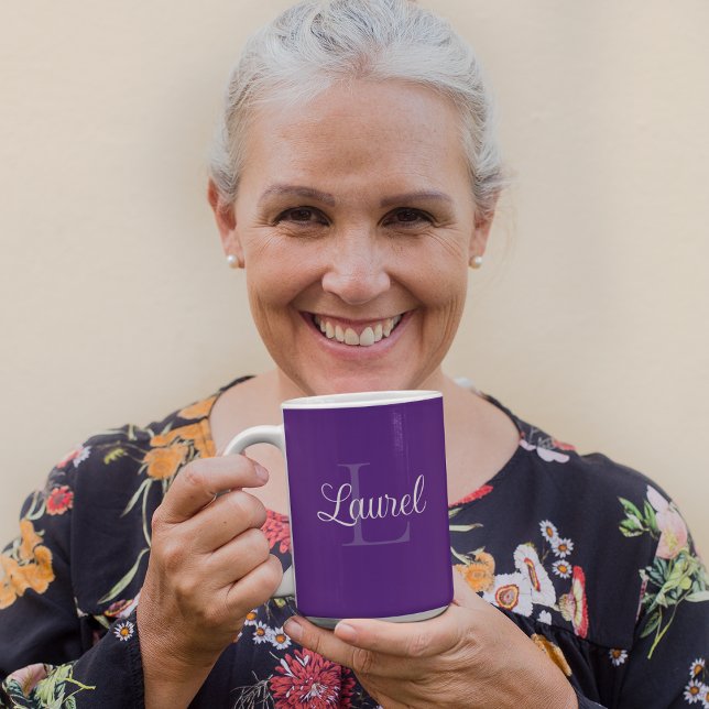 Monogram Name Lila Coffee Tasse (Von Creator hochgeladen)