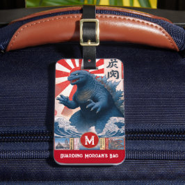 Monogram Name Lizard Monster Funny Retro Gepäckanhänger