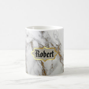 Monogram Name Marble Rose Gold Tasse