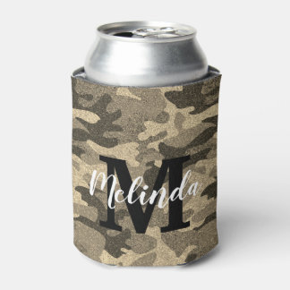 Monogram Name Modern Camouflage Glitzer Party Dosenkühler