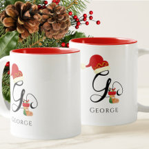 Monogram Name Modern Script Letter G Holiday