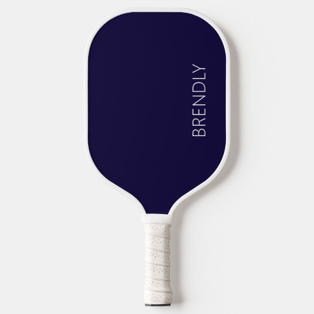 Monogram Name Modern Stylish Navy Blue White Pickleball Schläger (Vorderseite)