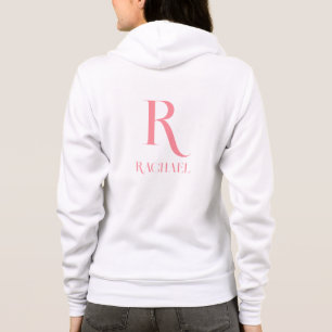 Monogram Name Modern Stylish Pink Hoodie
