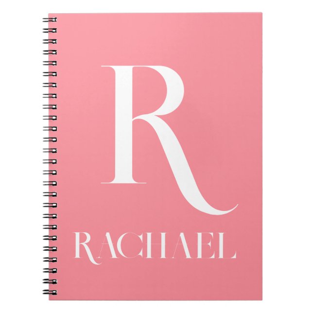 Monogram Name Modern Stylish Pink Notizblock (Vorderseite)