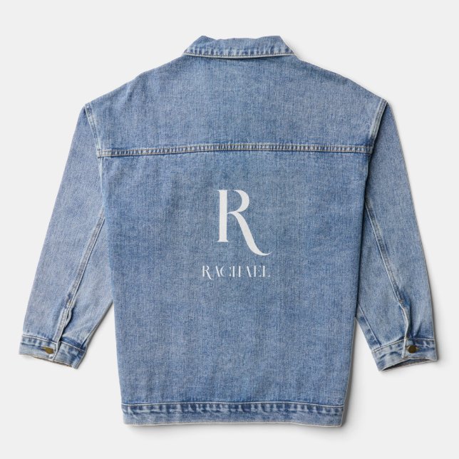 Monogram Name Modern Stylish Typografy Jeansjacke (Rückseite)