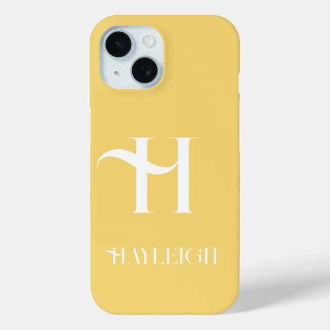Monogram Name Modern Stylish Yellow Case-Mate iPhone Hülle (Rückseite)