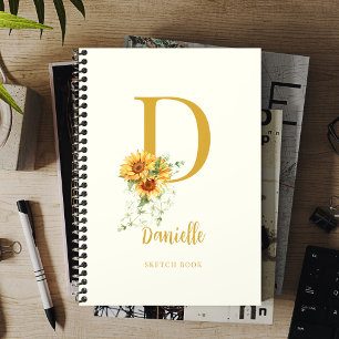 Monogram Name Moderne Blumenschrift Notizbuch