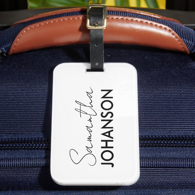 Monogram Name Moderne Minimalistische vereinfachte Gepäckanhänger (Vorderseite Insitu 2)