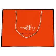 Monogram Name Orange Bridal Sweet16th Wedding