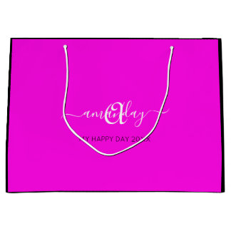 Monogram Name Pink Bridal Sweet16th Wedding Große Geschenktüte