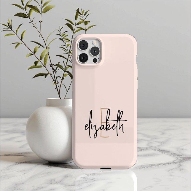 Monogram Name Pink Gold Modern Case-Mate iPhone Hülle (Von Creator hochgeladen)
