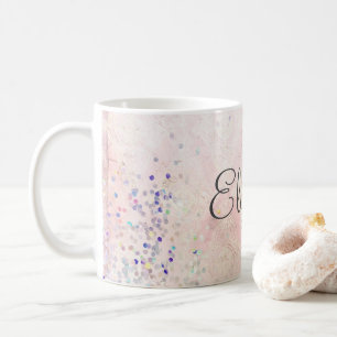 Monogram Name Pink White Sparkle Elegant Kaffeetasse