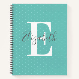 Monogram Name Polka Dot Aquamarin Girly Notizbuch