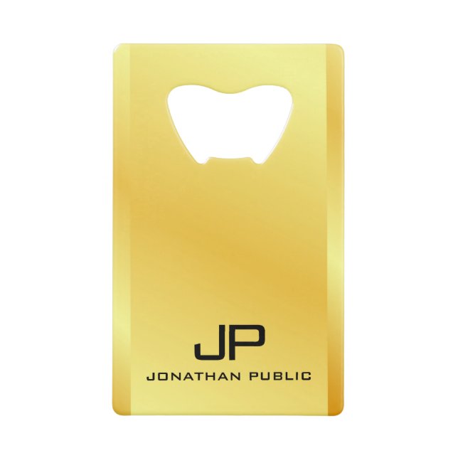 Monogram Name QR Code Business Logo Imitate Gold Geldbeutel Flaschenöffner (Vorderseite)