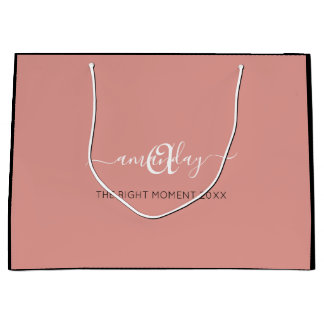 Monogram Name Rose Blush Shop Hochzeitsgeschenk Große Geschenktüte