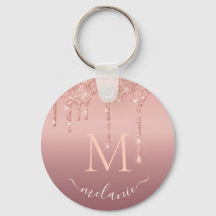 Monogram Name Rose Gold Blush Glitzer Schlüsselanh Schlüsselanhänger