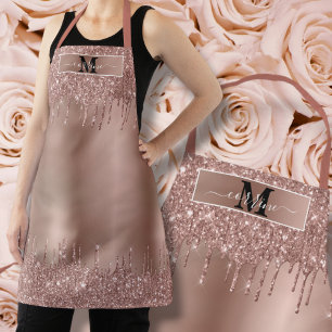 Monogram Name Rose Gold Dripping Metallic Glitzer Schürze