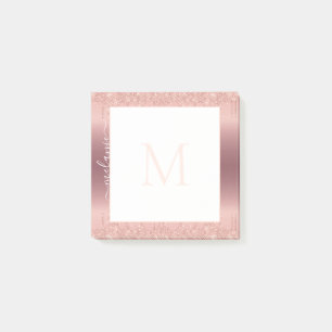 Monogram Name Rose Gold Glitzer Post-it® Notes Post-it Klebezettel