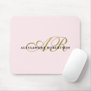 Monogram Name rot Rosa Gold Schwarz elegant Mousepad