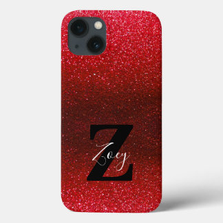 Monogram Name Ruby Red Ombre Glitzer Glitzern Case-Mate iPhone Hülle