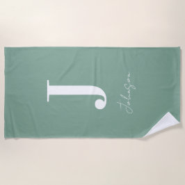 Monogram Name Sage Green Modern Strandtuch