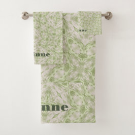 Monogram Name Sage Green Pattern | Badhandtuch Set