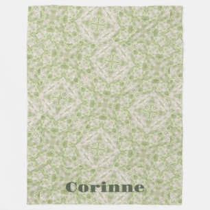 Monogram Name Sage Green Pattern   Fleecedecke