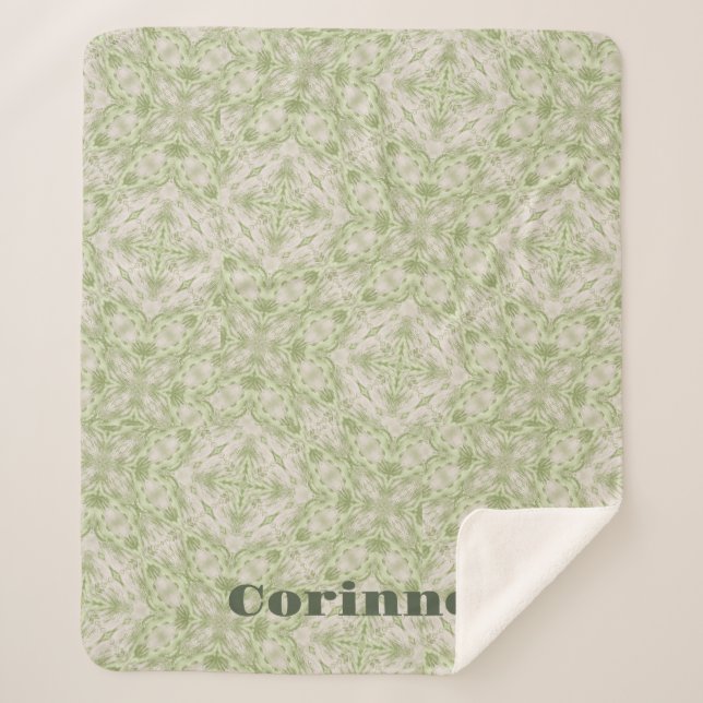 Monogram Name Sage Green Pattern | Sherpadecke (Vorderseite)