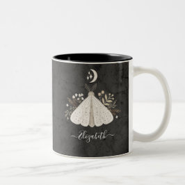 Monogram Name Simple Floral Butterfly Zweifarbige Tasse
