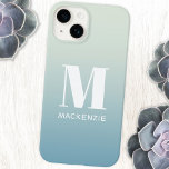Monogram Name Simple Gradient Personalisiert Case-Mate iPhone 14 Hülle<br><div class="desc">Moderne Typografie minimalistisch weißen Monogramm Anfangsnamen Design auf einem aquamarinen blaugrünen Farbverlauf. Ändern Sie die Initial- und den Namen des Monogramms,  um sie zu personalisieren.</div>