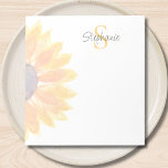 Monogram Name Sunflower Notizblock<br><div class="desc">This floral personalized notepad features a yellow watercolor sunflower and stylish typography.
Easily customizable with your name and monogram.
Original Watercolor © Michele Davies.</div>