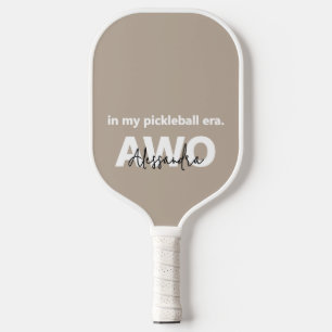 Monogram Name Tan Taupe Minimalistisch Schwarz Pickleball Schläger