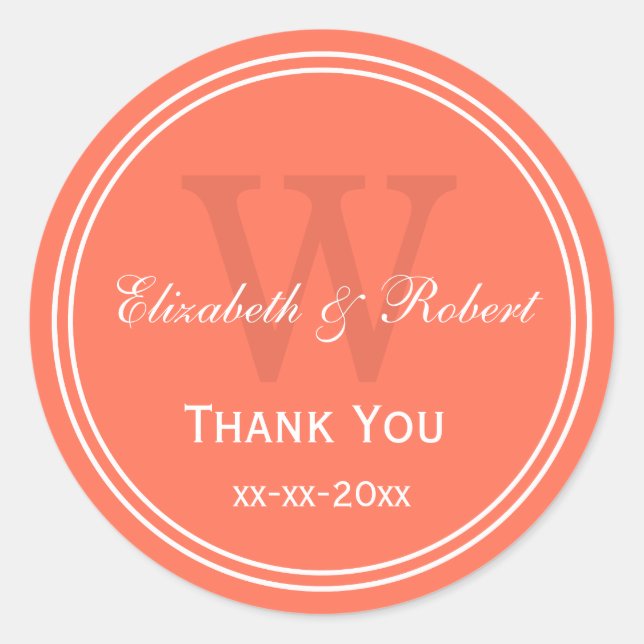 Monogram Name Umschlag Aufkleber Vielen Dank (Vorderseite)