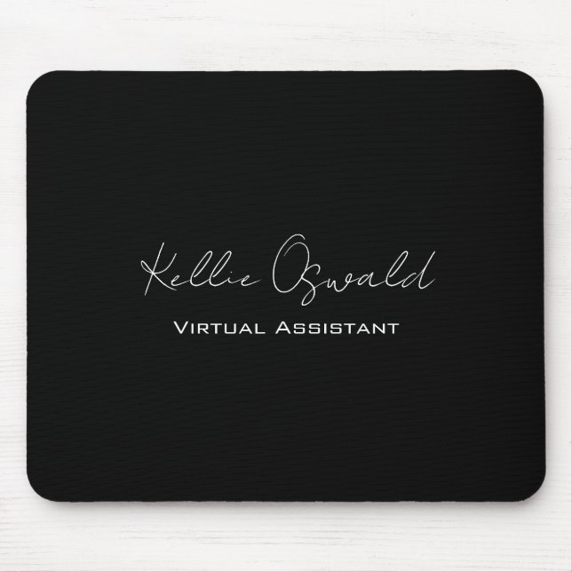 Monogram Name Virtual Assistant Black and White Mousepad (Vorne)