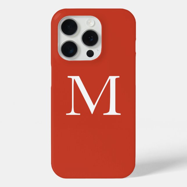 Monogram Name Warm Terra Cotta Orange Custom Color Case-Mate iPhone Hülle (Rückseite)