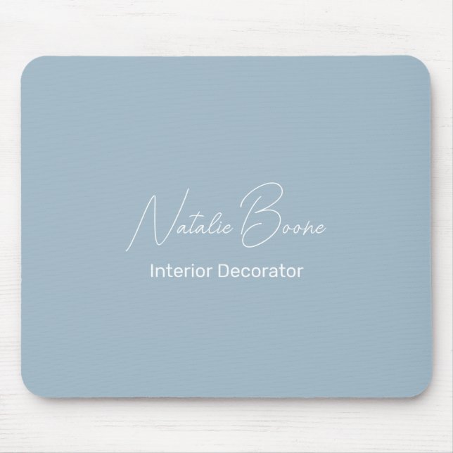 Monogram Name White Light Blue Dekorator Mousepad (Vorne)