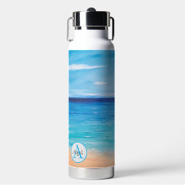 Monogram Name Woman Beach Ocean Art Landschaft Trinkflasche