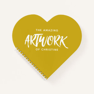 Monogram Name Yellow Heart Artist Sketchbook Notizbuch