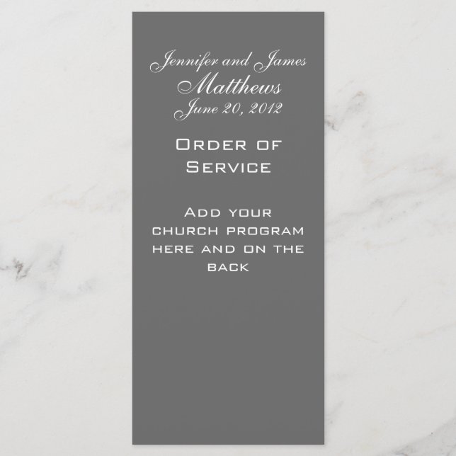 Monogram Names Date Wedding Service Church Program Programm (Vorderseite)