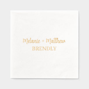 Monogram Names Wedding Elegant Hand Lettered Gold Servietten Mit Folie