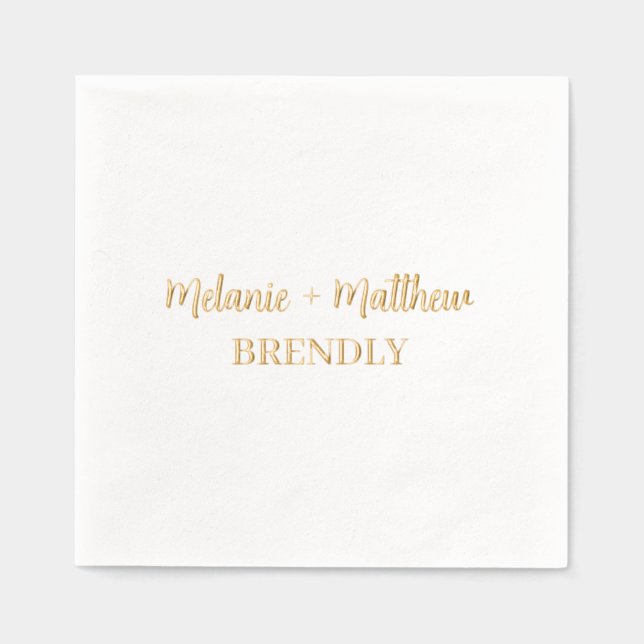 Monogram Names Wedding Elegant Hand Lettered Gold Servietten Mit Folie (Vorderseite)