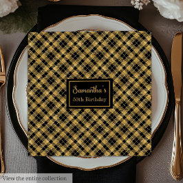 Monogram Napkins Elegante Black Gold Cocktail Art Serviette