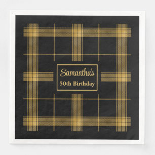 Monogram Napkins Luxe Black Gold Wedding Accent Serviette