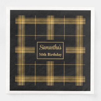 Monogram Napkins Luxe Black Gold Wedding Accent Serviette