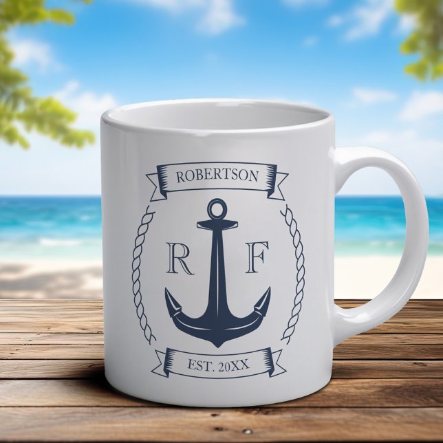 Monogram Nautic Anchor Kaffeetasse (Von Creator hochgeladen)