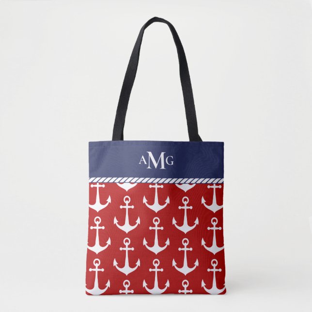 Monogram Nautic Blue Anchor Muster (Vorderseite)