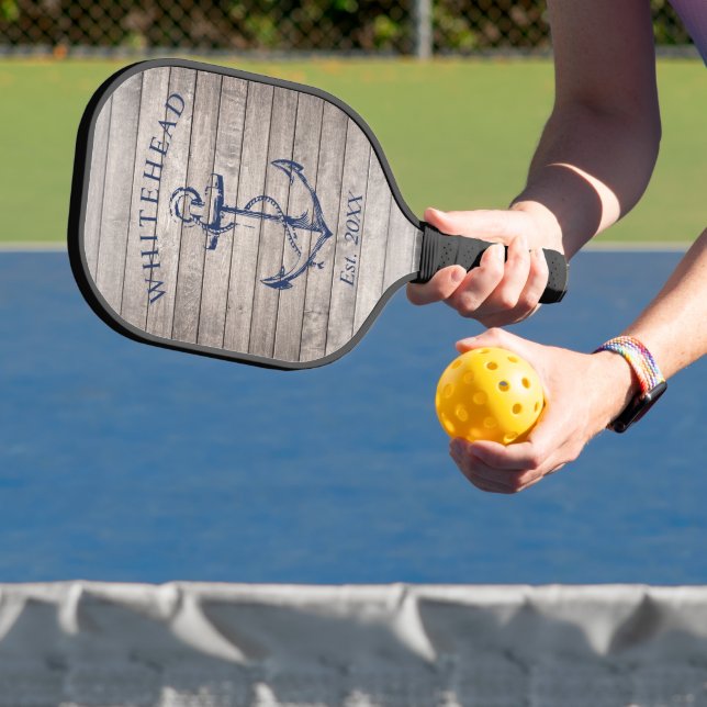 Monogram Nautical Anchor Beige Wood Pickleball Schläger (InSitu)
