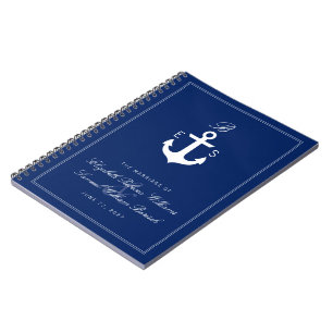 Monogram Nautical Anchor Dark Wedding Notebook Notizblock
